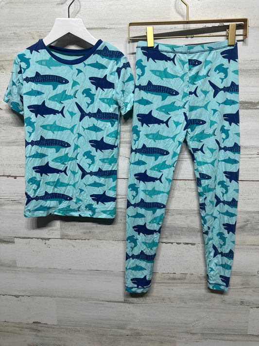 Boys Size 8 Kickee Pants Bamboo Shark Fitted Pajama Set  - Very Good Used Condition