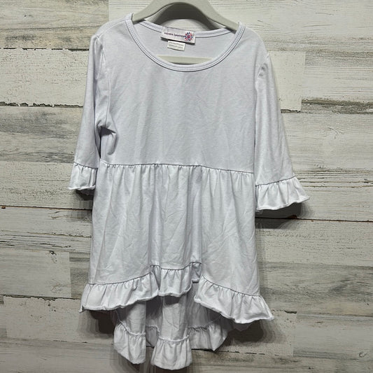 Girls Size 7 Adorable Sweetness White Ruffle Tunic - Good Used Condition