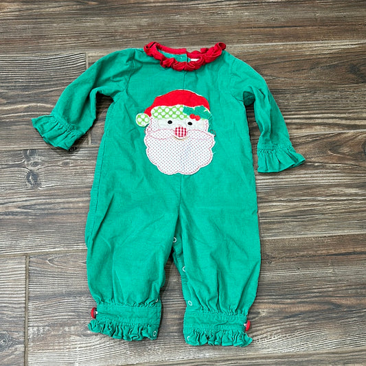 Girls Size 12m True Santa Applique Romper - Good Used Condition