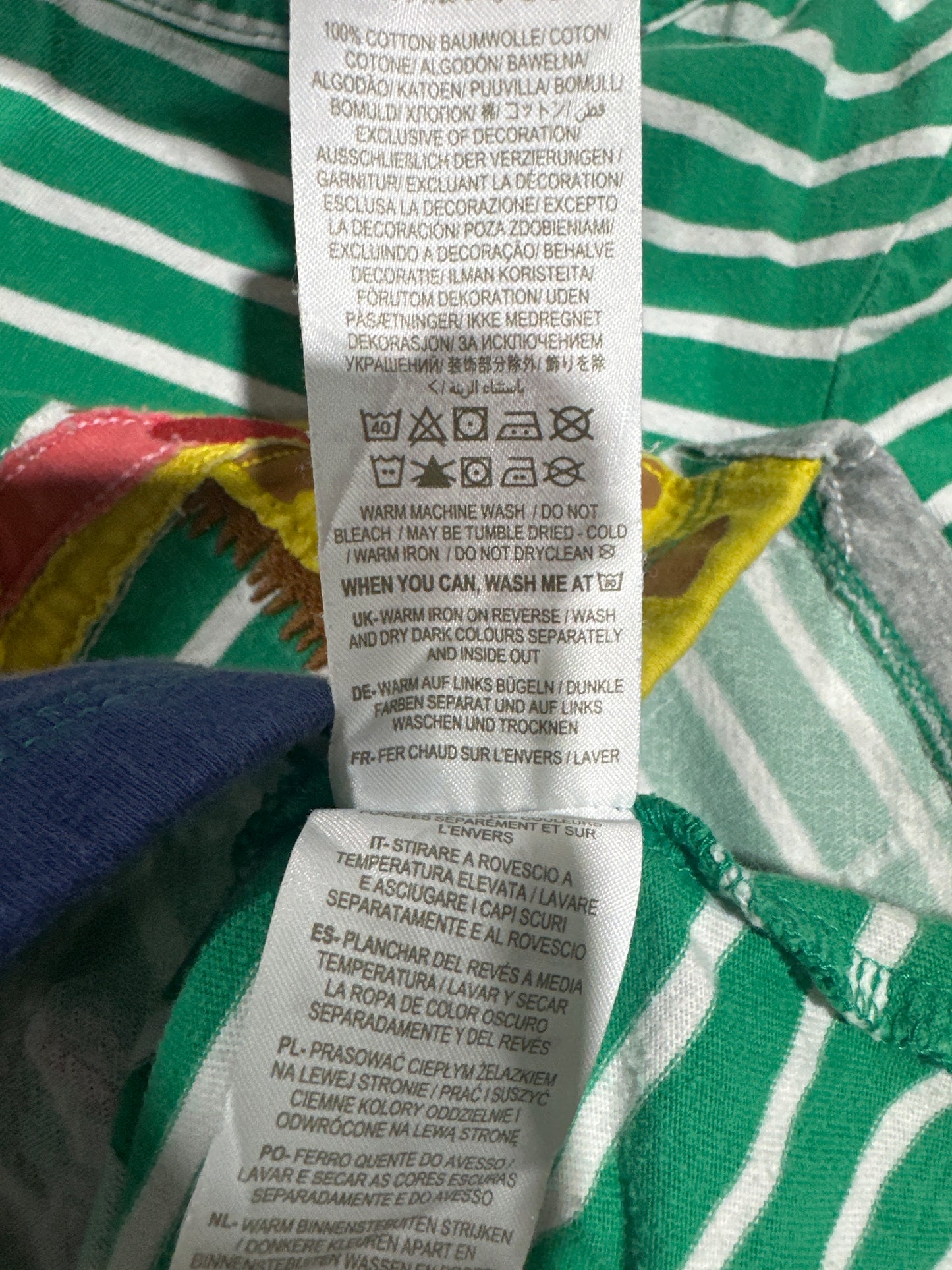 Mini Boden Striped Applique Tee - Girls Size 8-9 Years - Good Used Condition*