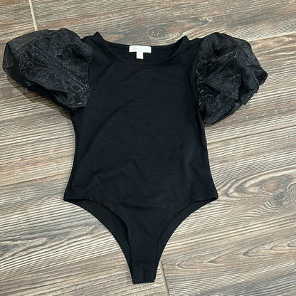 Girls Size Small GB Girls Black Puffy Sleeve Bodysuit - Very Good Used Condition