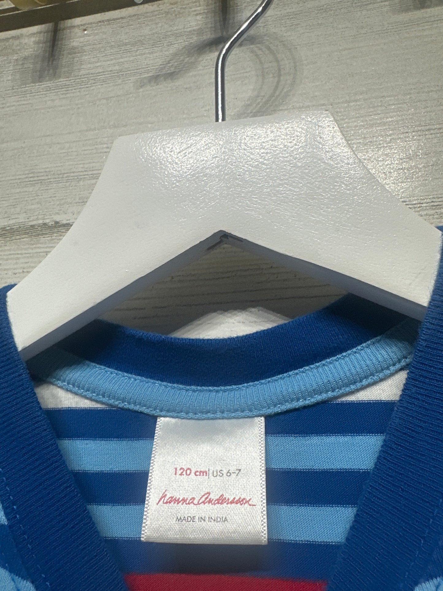 Boys Size 6-7 (120 cm) Hanna Andersson Striped Shirt - Very Good Used Condition