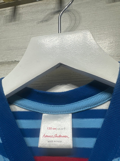 Boys Size 6-7 (120 cm) Hanna Andersson Striped Shirt - Very Good Used Condition