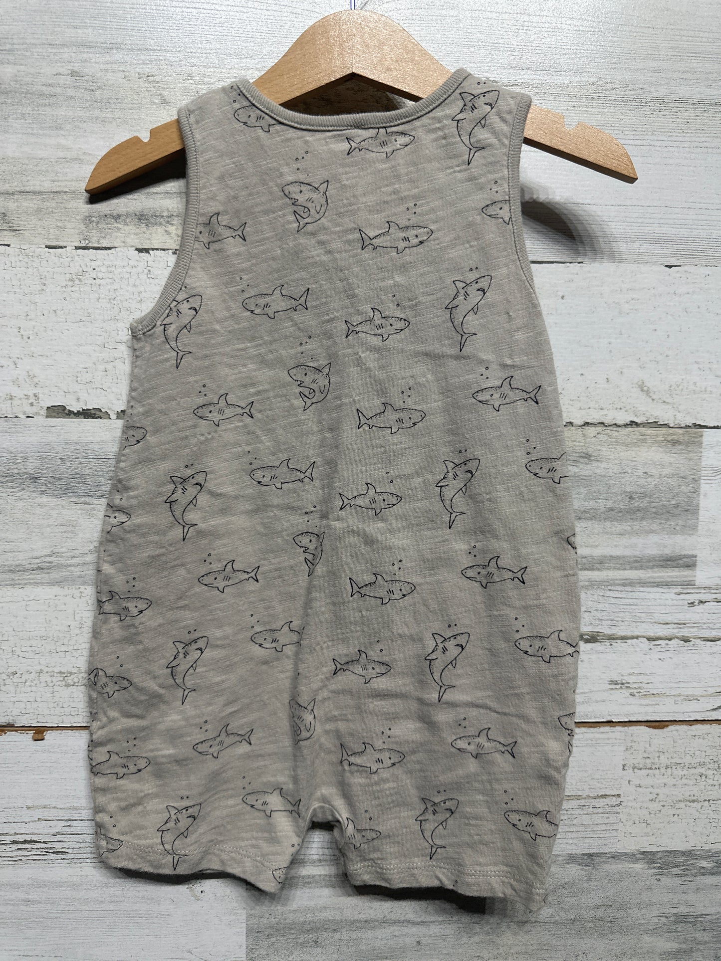 Rylee + Cru Shark Romper 12-18m VGUC