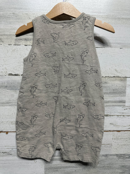 Rylee + Cru Shark Romper 12-18m VGUC