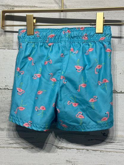 Preowned Boys Size 12m Cat & Jack Flamingo Swim Trunks - Very Good Used Condition