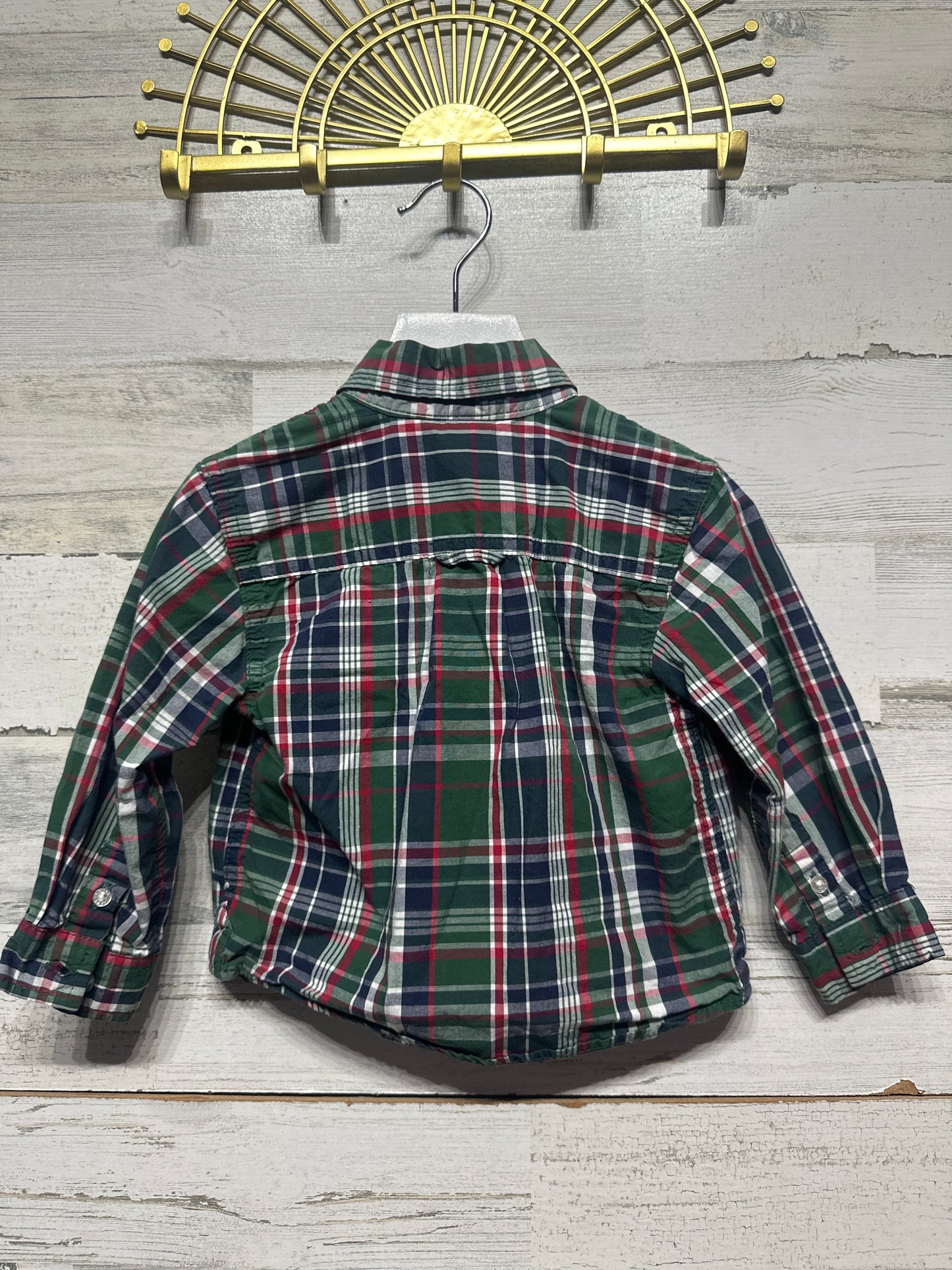 Plaid Button Up Shirt -JK Baby- Boys Size 24m - Very Good Used Condition