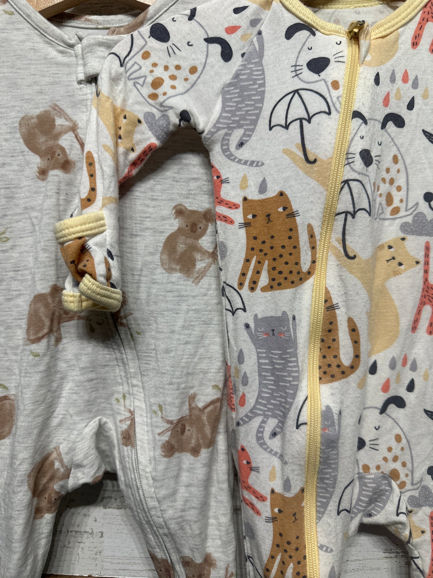 Newborn Soft Modal Bamboo Footed Sleeper Lot - 2 Pieces - GUC