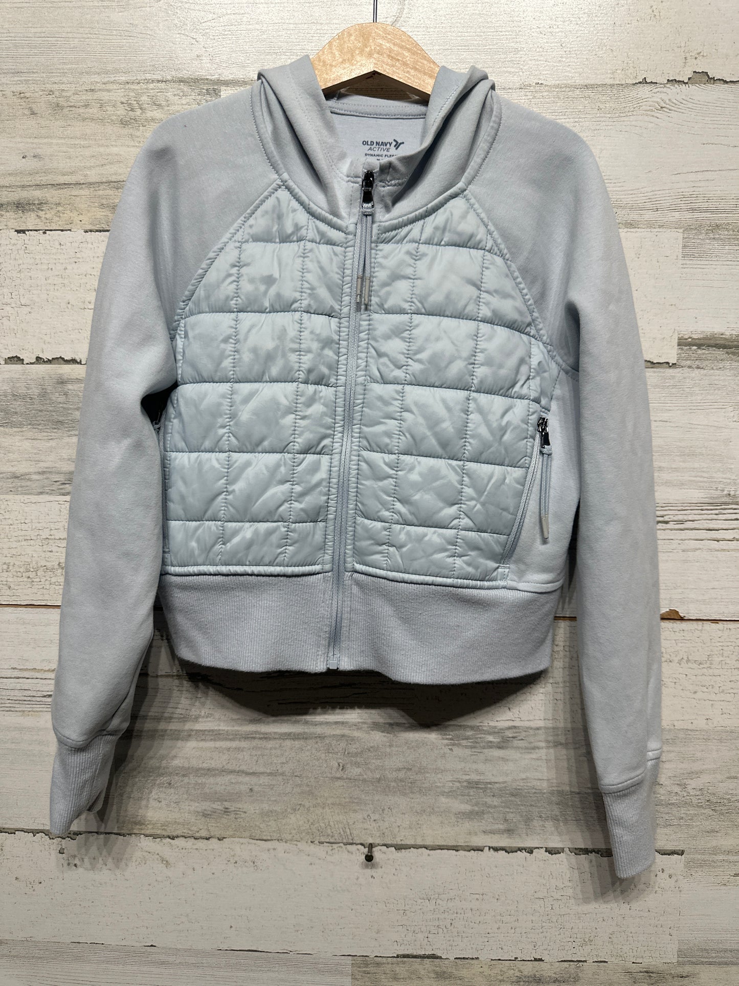 Girls Size 8 / Medium Old Navy Active Cropped Light Blue Hooded Jacket - Play Condition*