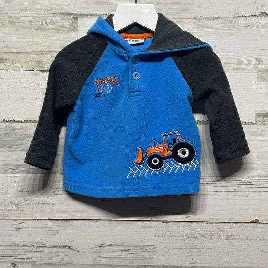 Boys Size 6-9m Buster Brown Fleece Tractor Hoodie - Good Used Condition