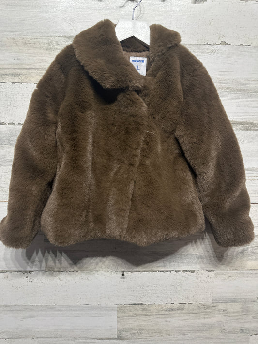 Size 6 (116 cm) Mayoral Brown Faux Fur Jacket - New With Tags
