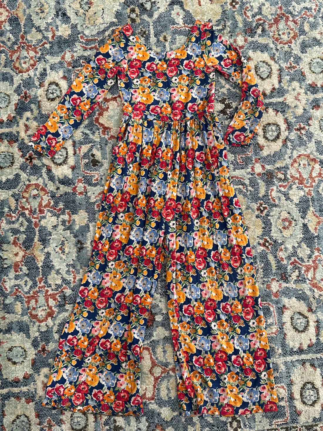 Sweet Honey Girls Size 6 Long Sleeve Floral Leggy Bamboo Romper GUC