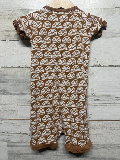 Little Sleepies Bamboo Rust Rainbows Size 12-18m Shorty Zippy Romper - VGUC