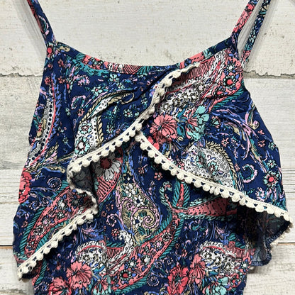 Girls Size 8 Zunie Floral Print Romper - Good Used Condition