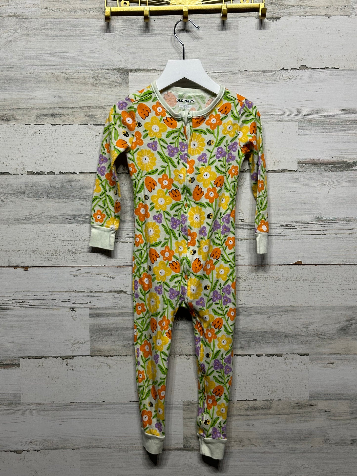 Girls Size 3t Old Navy Floral Zip Coverall - Good Used Condition