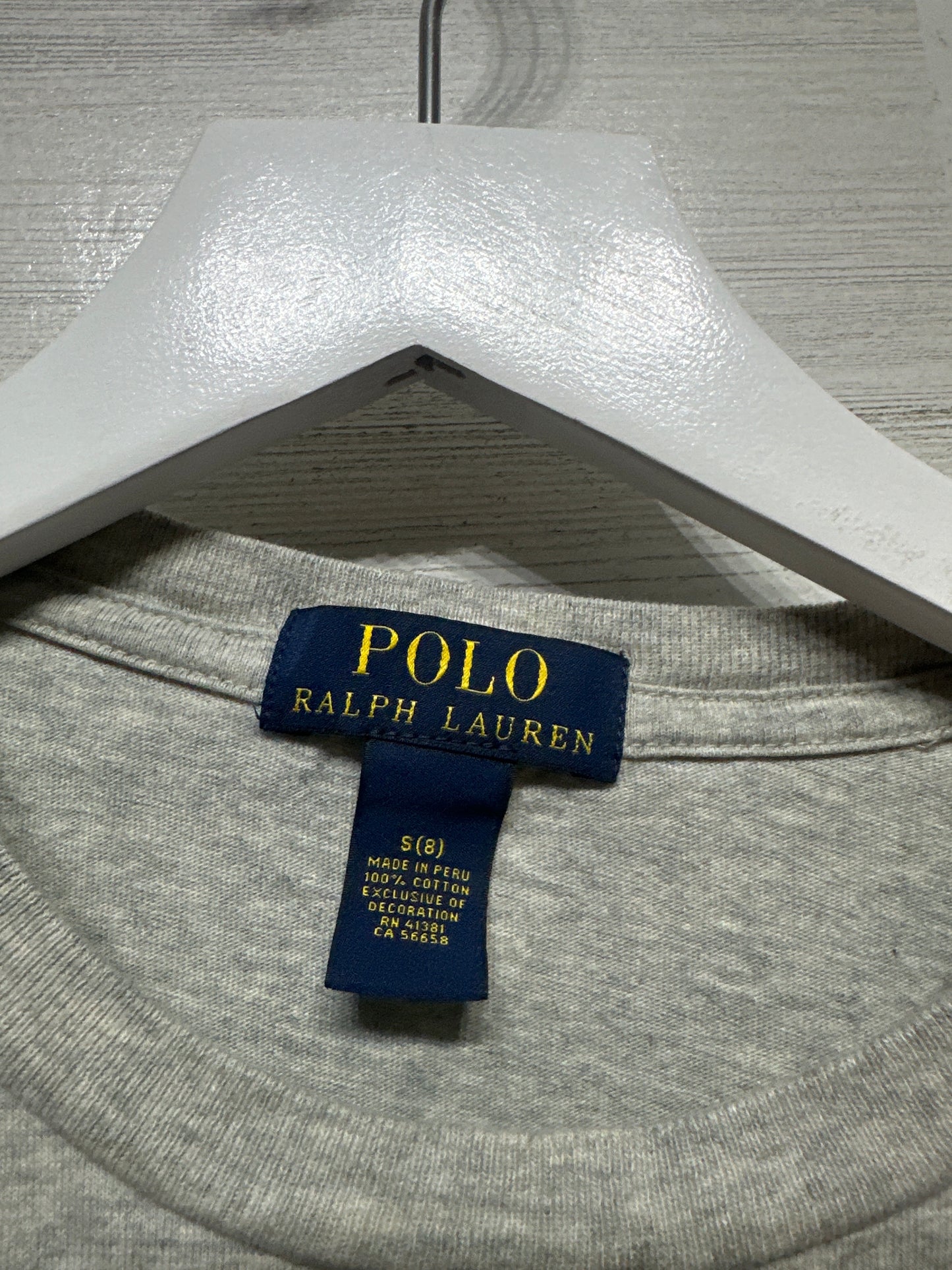 Size 8 (Small) Polo Ralph Lauren Grey T-Shirt - Very Good Used Condition
