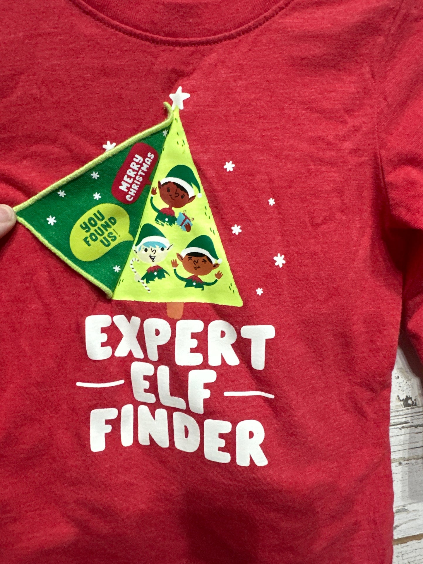 Boys Size 18m Cat and Jack Holiday Expert Elf Finder Shirt - Good Used Condition