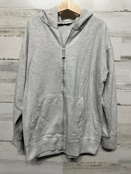 Girls Size Medium (10-12) DSG Grey Hooded Zip Up Jacket - Good Used Condition