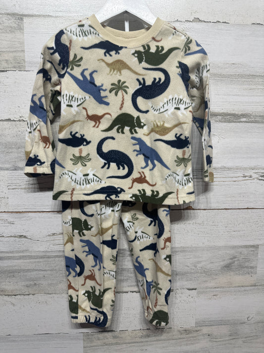 Size 2t Old Navy Dino Fleece Pajama Set - Good Used Condition