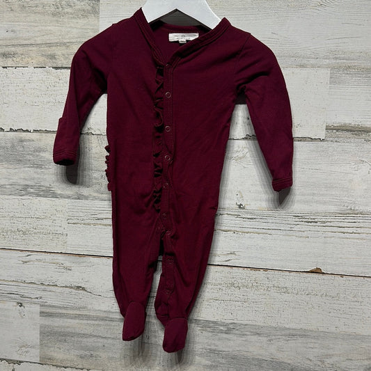 Girls Size 3m Starting Out Maroon Ruffle Footie - Good Used Condition