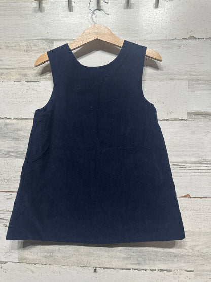 Girls Size 4t TBBC Navy Cord Embroidered “P” Jumper Dress - Very Good Used Condition