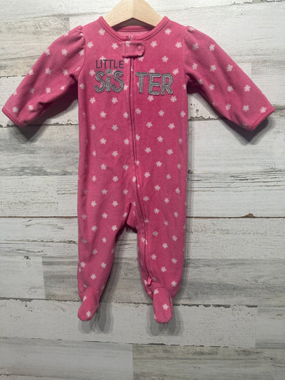 Girls Preowned Size 3-6m Child Of Mine Little Sister Fleece Footed Sleeper   - Good Used Condition