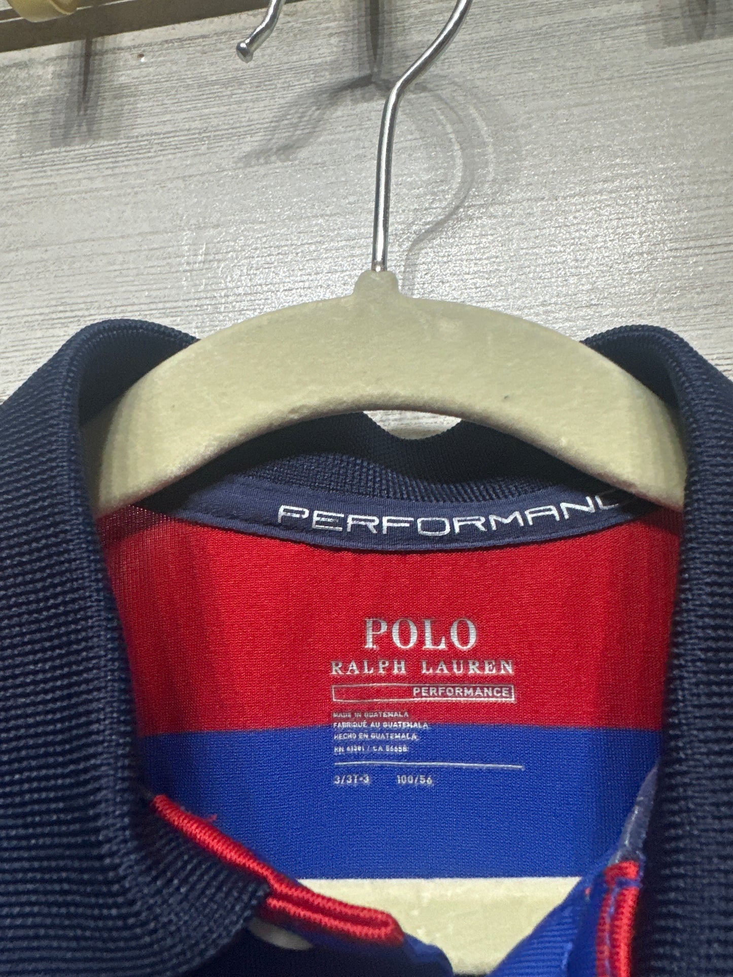 Boys Size 3 / 3t Polo Ralph Lauren Performance Striped Polo Shirt - Very Good Used Condition