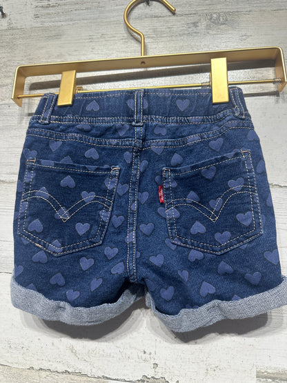 Girls Preowned Size 4t Levi’s Knit Denim Sparkle Heart Shorts - Good Used Condition