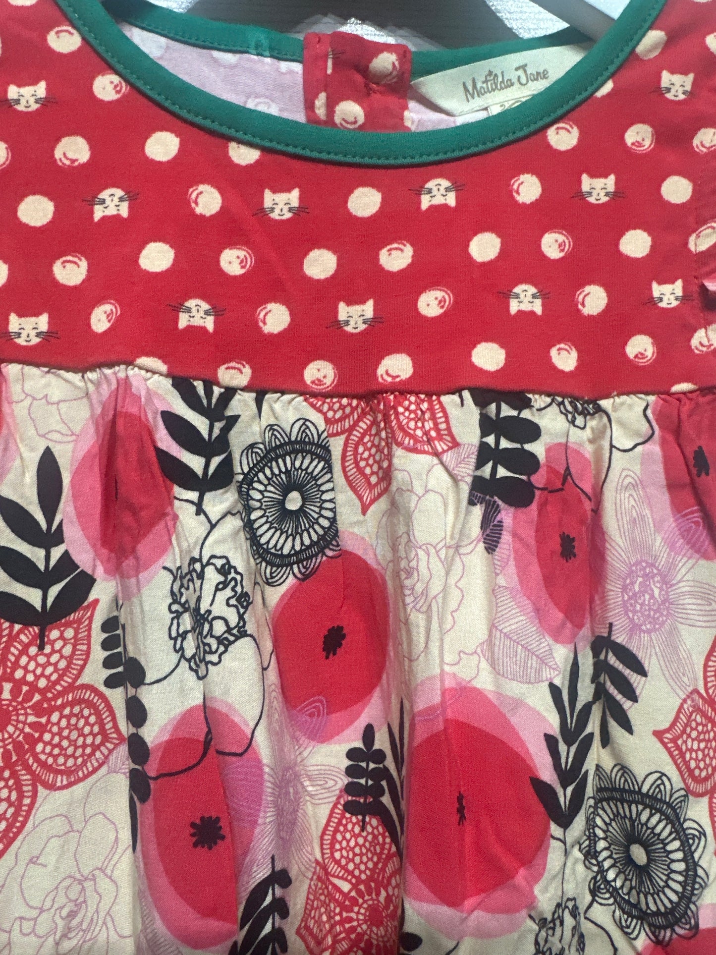Size 4 Matilda Jane Floral Kitty Dress with Matching Bow - Very Good Used Condition