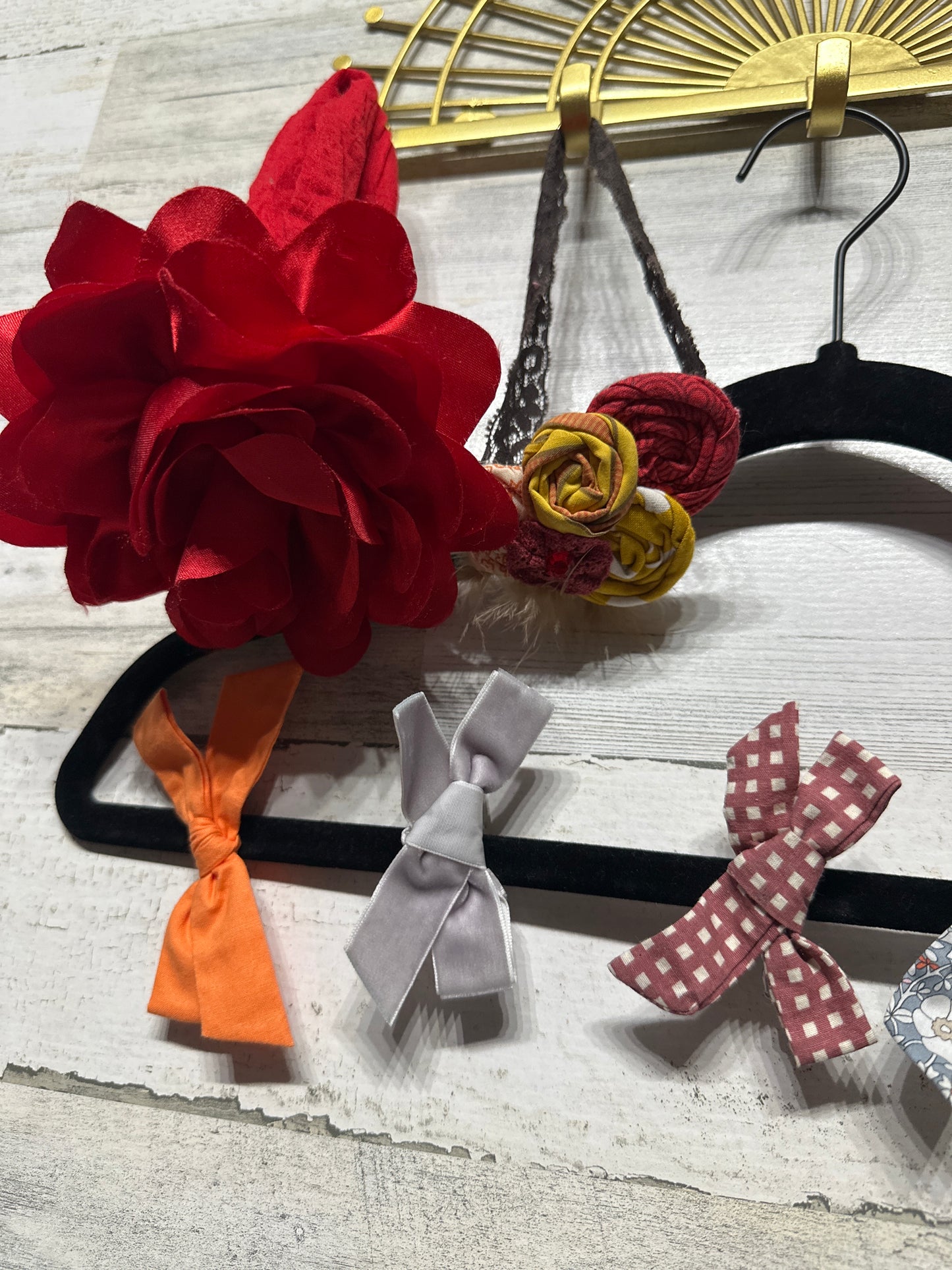 Lot of 10 Hair Accessories - Bows on Alligator Clips and Headbands - Good Used Condition