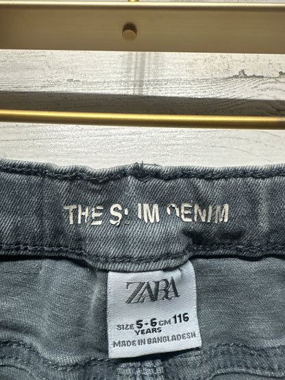 Zara Size 5/6 Puffer Fish Shirt and Grey Adjustable Waist Jeans GUC