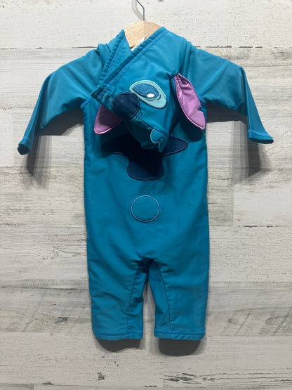 Size 3-6m Disney Stitch Hooded Rashguard Swimsuit - Very Good Used Condition