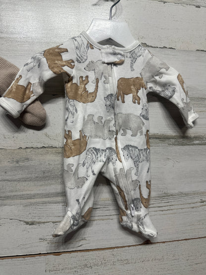 Size Preemie Carter's Child of Mine Cotton Footed Sleeper Lot (2 pieces) - Very Good Used Condition
