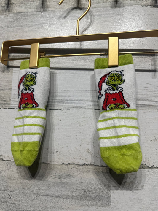 Boys Preowned Toddler (Fits Shoe 10-12 best) Hanna Andersson Grinch Socks - Good Used Condition