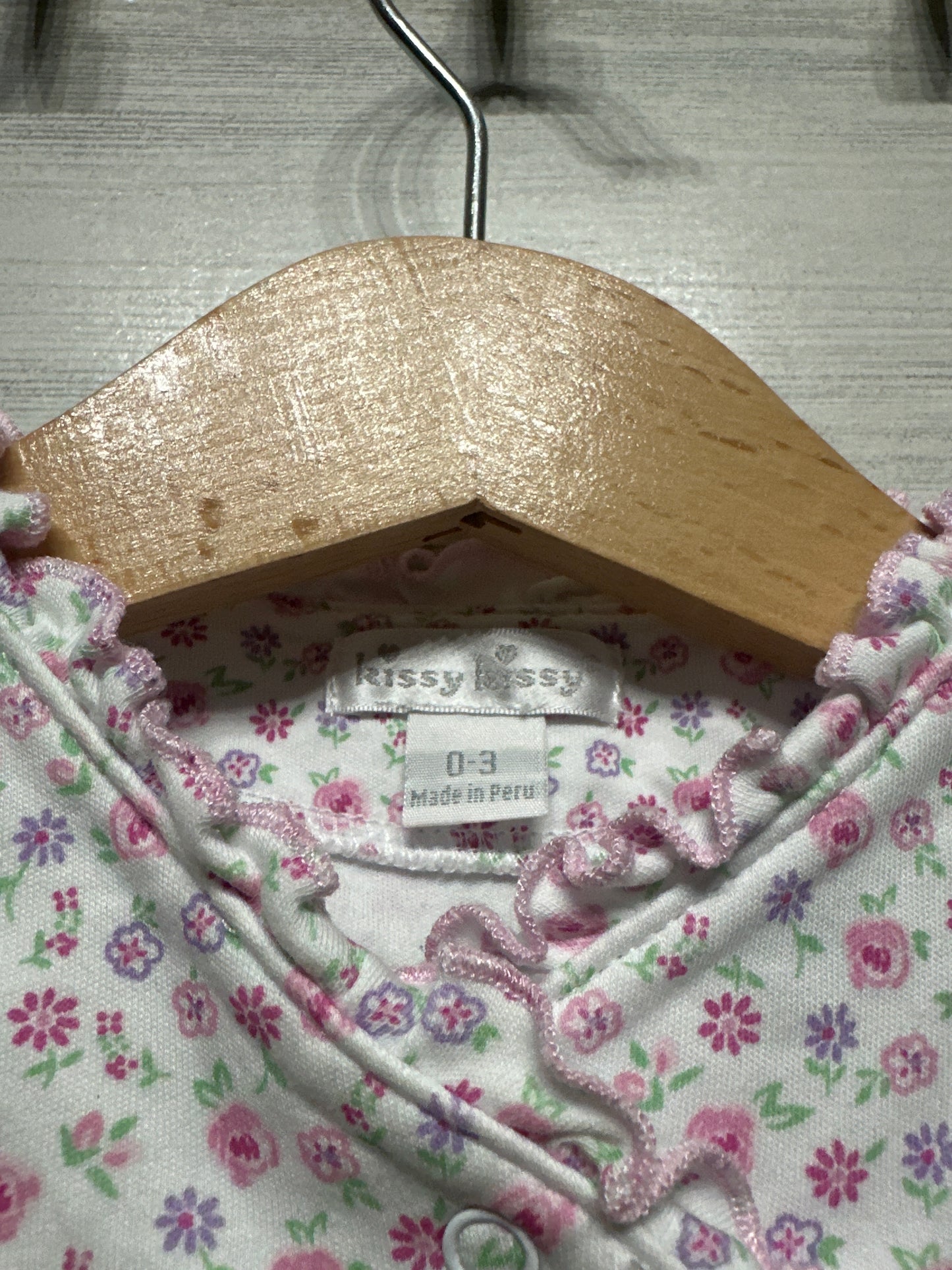 Kissy Kissy Pima Cotton Girls 0-3m Floral Footie - VGUC