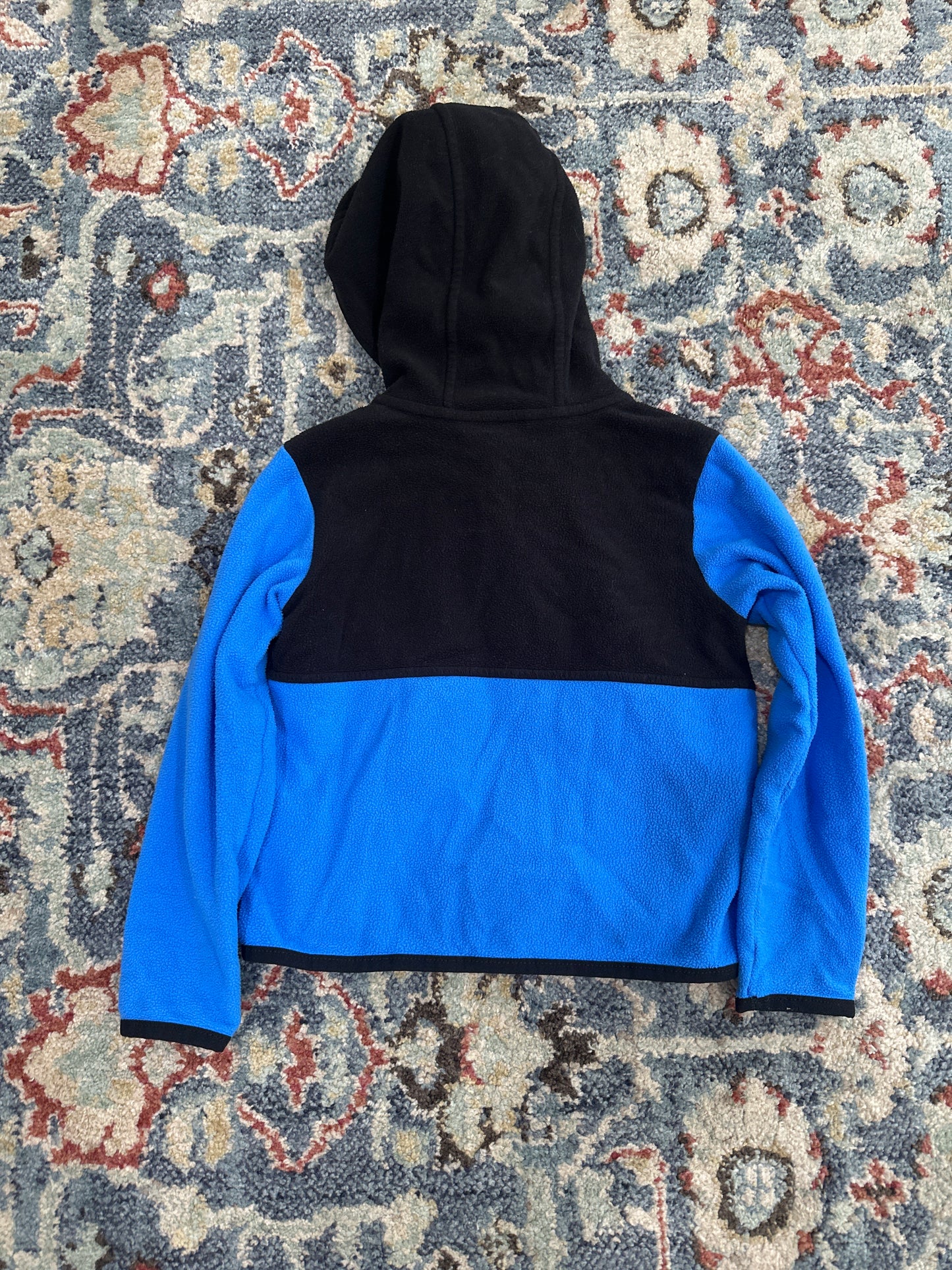 The North Face Boys Size 3 Blue/Black Full Zip Hooded Fleece Jacket GUC
