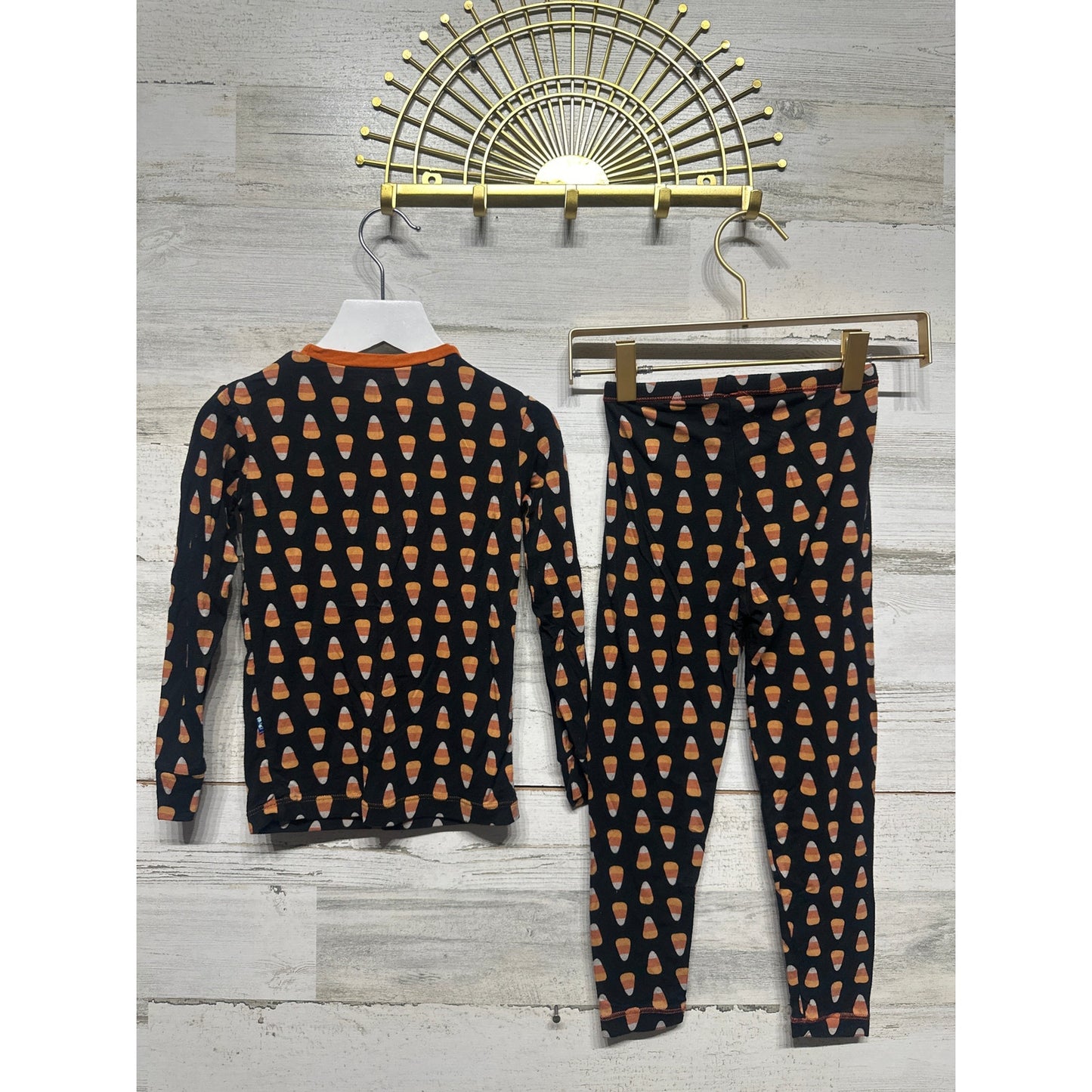 Kickee Pants Kids Size 5 Bamboo Candy Corn Fall Pajama Set VGUC