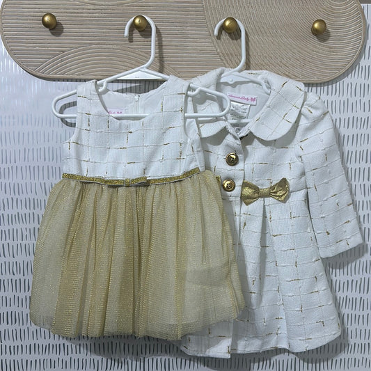 Girls Size 12m Bonnie Baby Dress and Coat set - good used condition