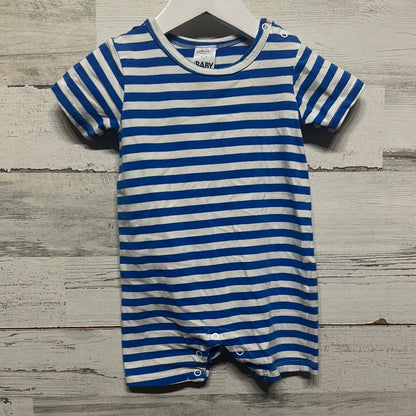 Boys Size 6-9m Cotton on Baby Blue Striped Romper - Good Used Condition