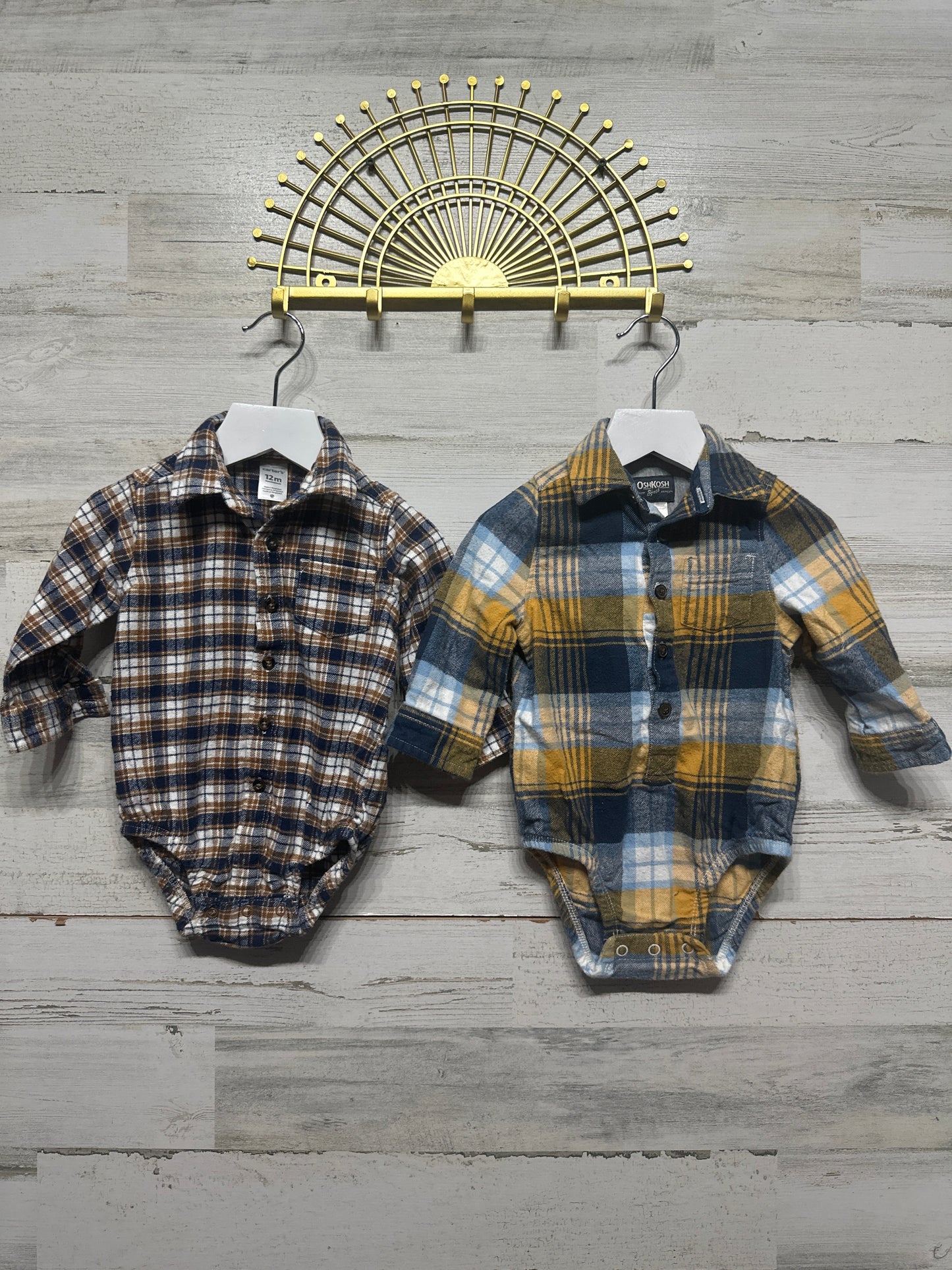 Boys Size 12m Plaid Flannel Lot (2 Pieces) -Good Used Condition