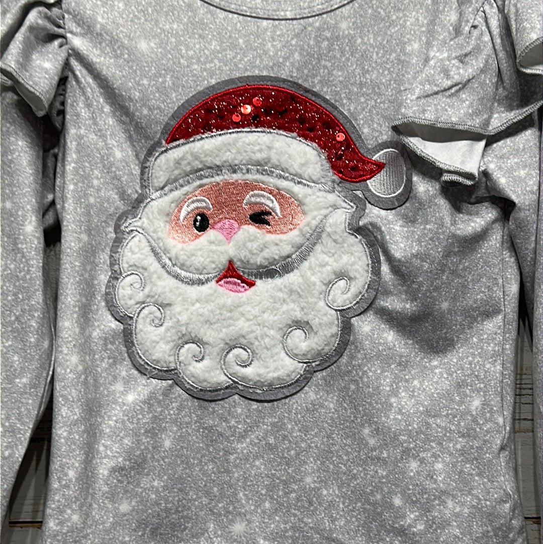 Girls Size 4 Shein Santa Applique Shirt - Good Used Condition