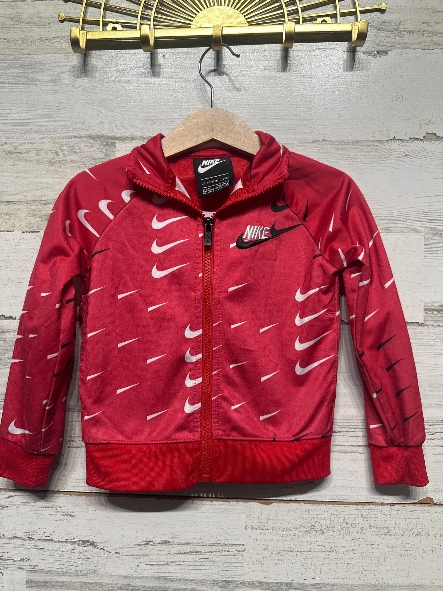 Boys Size 2t (Fits 1-2 Years) Nike Red Check Jacket - Very Good Used Condition