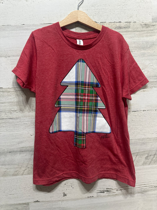Girls Size Youth Medium PPTX Plaid Holiday Tree Shirt - Very Good Used Condition