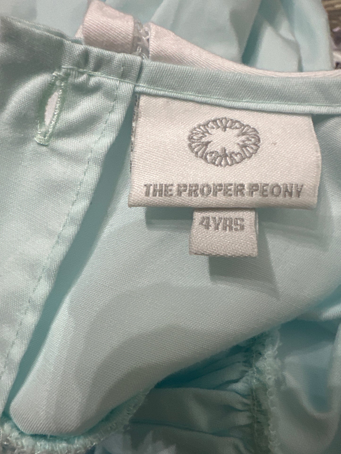 Girls Size 4 Years The Proper Peony Mint Magnolia Dress - Very Good Used Condition