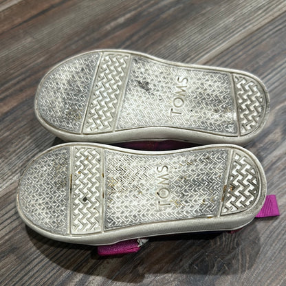Girls Size 7 (Toddler) Toms Glitter Slip On Shoes  - Good Used Condition