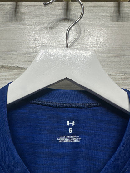 Boys Size 6 Under Armour Blue Drifit Shirt - Very Good Used Condition