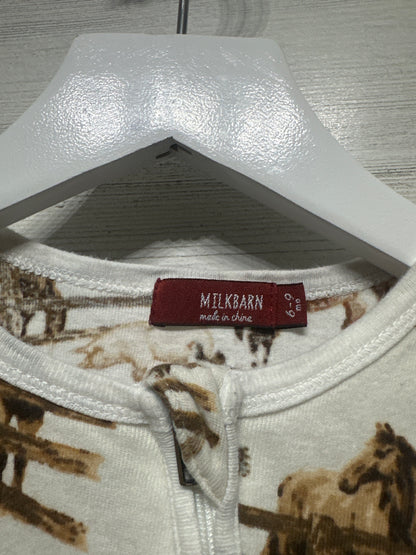 Size 6-9m Milkbarn Farm Print Organic Cotton Footed Sleeper - Good Used Condition