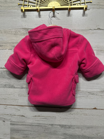 Girls Preowned Size 3-6m Gap Pink Fleece Hooded Coat - Very Good Used Condition