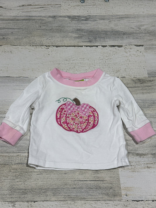 Classic Whimsy Floral Pumpkin Applique Shirt - Girls Size 3m - Good Used Condition