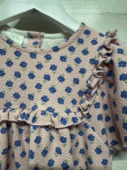 Girls Size 4 (104cm) Zara Pink and Blue Floral Dress - Very Good Used Condition